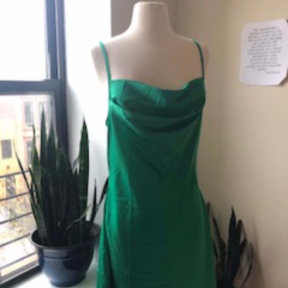 GREEN SLIP DRESS - Picture 2 of 5